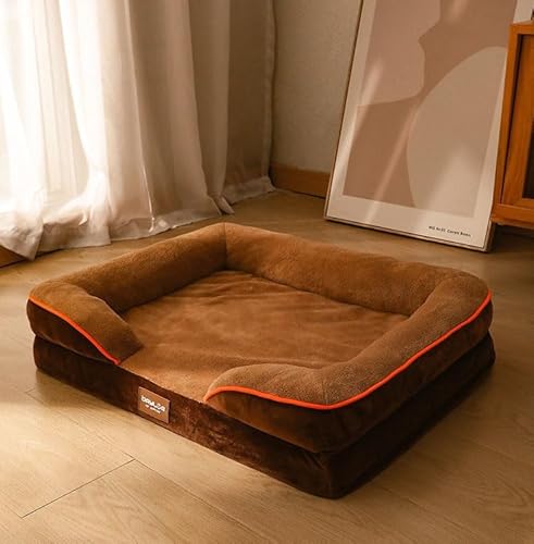 LULUMAIC Großes Hundebett, Hundebetten für extra große Hunde, Haustierbett mit Nicht skotischem Boden und waschbares abnehmbares Hundebett (Kaffee 100 * 80 cm) von LULUMAIC