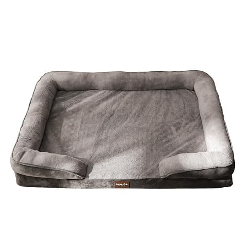 LULUMAIC Großes Hundebett, Hundebetten für extra große Hunde, Tierbett mit Nicht skidem Boden und waschbares abnehmbares Hundebett (grau 130 * 105 cm) von LULUMAIC