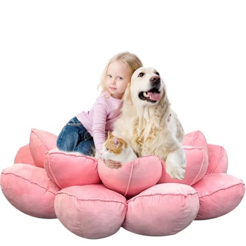 LULUMAIC Haustier menschliches Hundebett, riesiger Haustiersofa-Bett Nicht rutscher superweicher und bequemes Flauschiges Kunstfell orthopädischer Hundbohnenbett für Katzen und Hunde (Pink 140 cm) von LULUMAIC