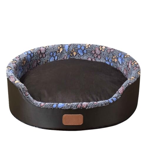 LULUMAIC Haustierbett, Hundebett, Hundesofa mit Abnehmbarer waschbarer Abdeckung und reversibler Kissen, Katzenbett mit Nicht rutschem Boden für kleine mittelgroße Hunde und Katzen, Dunkelbraun, l von LULUMAIC