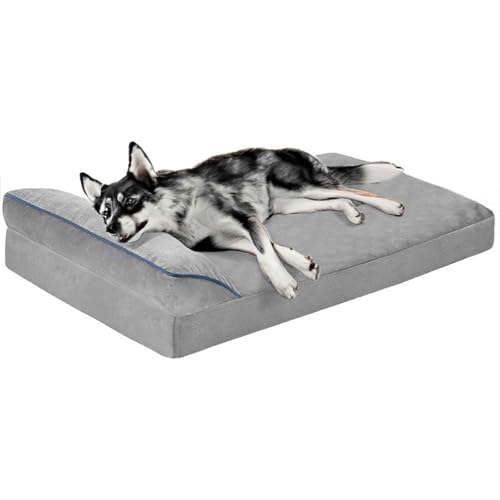 LULUMAIC Haustiersofa Bett, Hundebett waschbar, Plüschhund-Kiste Matratze, weiche Käfigmatte mit einem Rutschboden, orthopädische Hundekistenbetten mit Abnehmbarer Abdeckung, XL von LULUMAIC