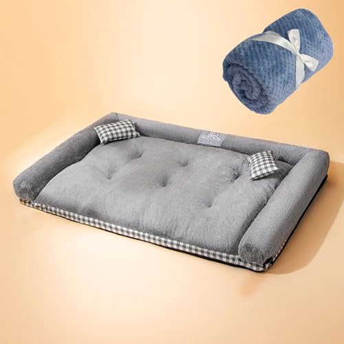 LULUMAIC Hundebeete für große Hunde orthopädische Hundebett für große Hundebett mit wasserdichtem Auskleid und 2 Kissen entfernbare waschbare Abdeckung (grau xxl3) von LULUMAIC