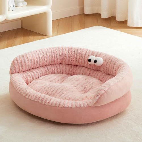 LULUMAIC Hundebett, Katzenbett, weiches Hundesofa-Couchbett mit Nicht skotischem Boden, waschbares Hundebett, beruhigendes Hundebett, Flauschiges Katzensofa für Katzen und kleine Hunde, rosa, l von LULUMAIC