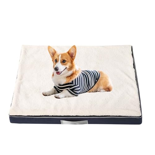 LULUMAIC Hundebett, wasserdichte orthopädische Hundebett, weiches Hundesofa-Bett mit abnehmbaren und waschbaren Decken, Schaumstoffhundsofa-Bettmatratze mit Nicht rutscher Basis, Weiß+Blau, XXL von LULUMAIC