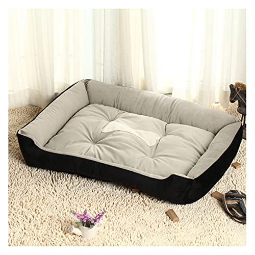 LULUMAIC Hundebett für kleine und mittelgroße Hunde, rechteckig, waschbar, Schlafbett für Hunde (Cyan-Schwarz, groß) von LULUMAIC