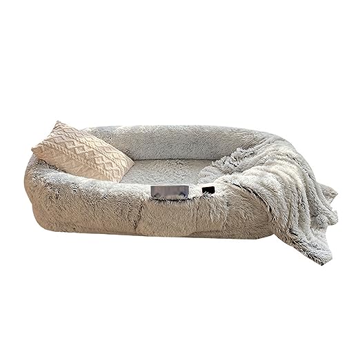 LULUMAIC Hundebett in menschlicher Größe, riesige Hundehütte, kann schlafen, großes, menschengroßes Katzenbett, Schlafzimmer, riesiges Haustier (Grau 6XL) von LULUMAIC