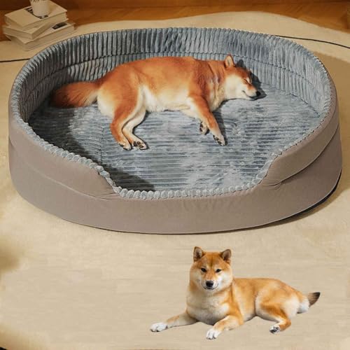 LULUMAIC Hundebett waschbar, beruhigendes Hundebett, Flauschige Haustierbetten, superweiche Haustiersofa-Katzenbett, Anti-Angst-Hundebett, Haustierbett für kleine/mittlere Hunde, grau, 3XL von LULUMAIC