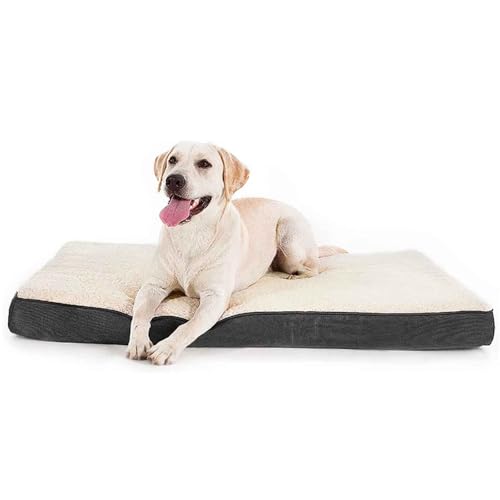 LULUMAIC Hundebett waschbar, orthopädisches Hundebett, Matratzenmatte für Hundekiste mit abnehmbarem Plüsch -Sherpa -Abdeck von LULUMAIC