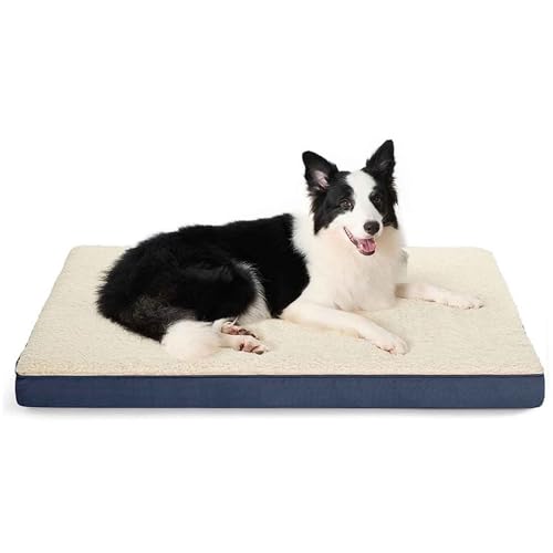 LULUMAIC Hundebett waschbar, orthopädisches Hundebett, Matratzenmatte für Hundekiste mit abnehmbarem Plüsch -Sherpa -Abdeck von LULUMAIC