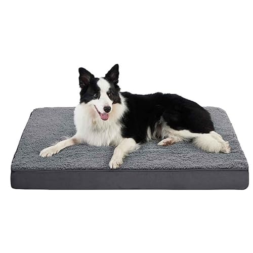 LULUMAIC Hundebett waschbar, orthopädisches Hundebett, Matratzmatte für Hundekiste mit abnehmbarem Plüsch -Sherpa -Abdeck von LULUMAIC