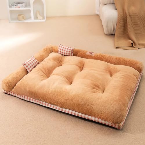 LULUMAIC Hundebetten für große Hunde, waschbares Hundebett, gepolstertes Hundesofa mit wasserdichtem Futter und Rutschfester Unterseite, orthopädische Eierschaum-Hundecouch (braun M1) von LULUMAIC