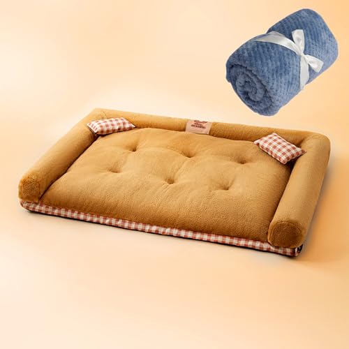 LULUMAIC Hundebetten für große Hunde, waschbares Hundebett, gepolstertes Hundesofa mit wasserdichtem Futter und Rutschfester Unterseite, orthopädische Eierschaum-Hundecouch (braun XL3) von LULUMAIC