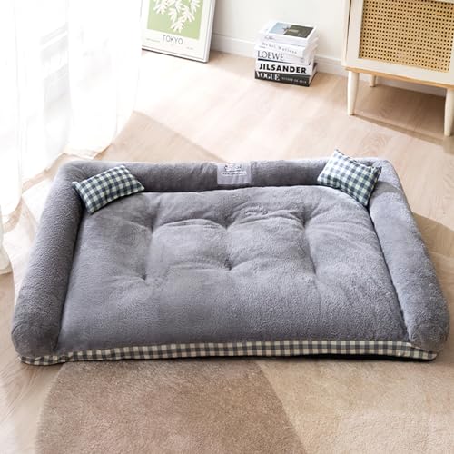 LULUMAIC Hundebetten für große Hunde, waschbares Hundebett, gepolstertes Hundesofa mit wasserdichtem Futter und Rutschfester Unterseite, orthopädische Eierschaum-Hundecouch (grau L2) von LULUMAIC