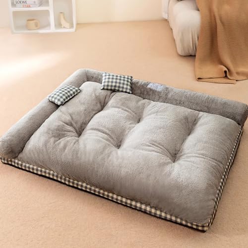 LULUMAIC Hundebetten für große Hunde, waschbares Hundebett, gepolstertes Hundesofa mit wasserdichtem Futter und Rutschfester Unterseite, orthopädische Eierschaum-Hundecouch (grau M1) von LULUMAIC