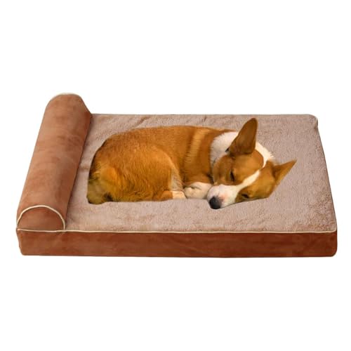 LULUMAIC Hundebettmatte, orthopädische Hundebett, waschbare Hundebettmatratze Couch mit Rutschboden, Eierkiste Schaum-Couch Haustierbetten für kleine mittelgroße Hunde, Khaki, XXL von LULUMAIC