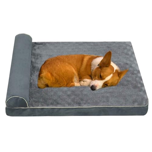 LULUMAIC Hundebettmatte, orthopädisches Hundebett, waschbare Hundebettmatratze Couch mit Rutschboden, Eierkiste Schaum-Couch Haustierbetten für kleine mittelgroßen Hunden, dunkelgrau, XL von LULUMAIC