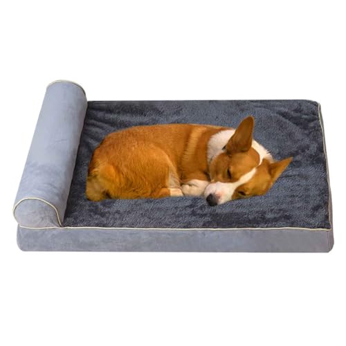 LULUMAIC Hundebettmatte, orthopädisches Hundebett, waschbare Hundebettmatratze Couch mit Rutschboden, Eierkiste Schaum-Couch Haustierbetten für kleine mittelgroßen Hunden, hellgrau, XXL von LULUMAIC