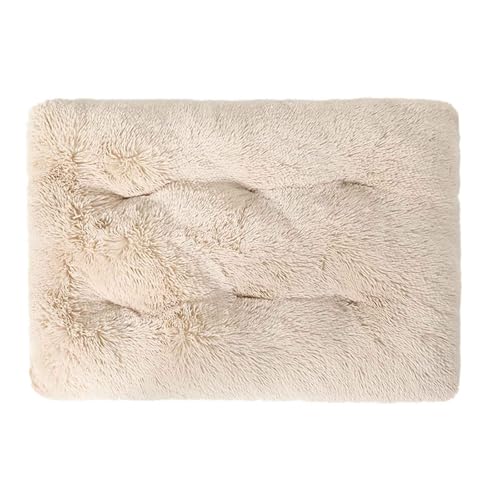 LULUMAIC Hundekiste Bett, Flauschige Hundekiste Matratze waschbar, beruhigend Flauschige Anti-Angst-Hundebetten, Deluxe Plüschhundmatte mit Anti-Rutschboden für große mittelgroße kleine Hunde, Beige, von LULUMAIC