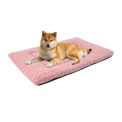 LULUMAIC Hundekiste Matratze, Haustierbettmatte, Plüsch bequemes und warmes Haustierkissen, waschbares Flauschiges Hundebettkissen mit Anti-Rutschboden für kleine mittelgroße Hunde, Rosa, XS von LULUMAIC