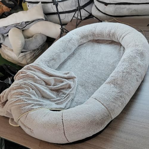 LULUMAIC Menschliches Hundebett, riesiger Hundebett für Erwachsene und Haustiere, menschliches Hundebett für Menschen, Kunstfell Flauschiger 3D -Schwamm menschliches Hundebett mit Decke (B) von LULUMAIC