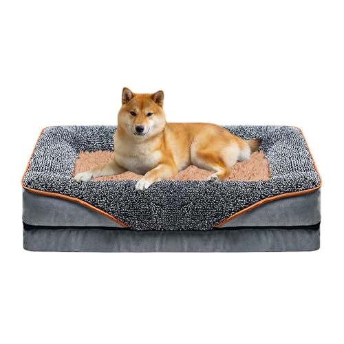 LULUMAIC Orthopädische Hundebett, Hundekiste Matratze, Haustier-Couch, Ultra-weiche Dicke Hundebetten, Schaumstoffhundsofa-Bettmatratze mit Nicht rutschfestem Basis, Abnehmbarer waschbarer Abdeckung, von LULUMAIC