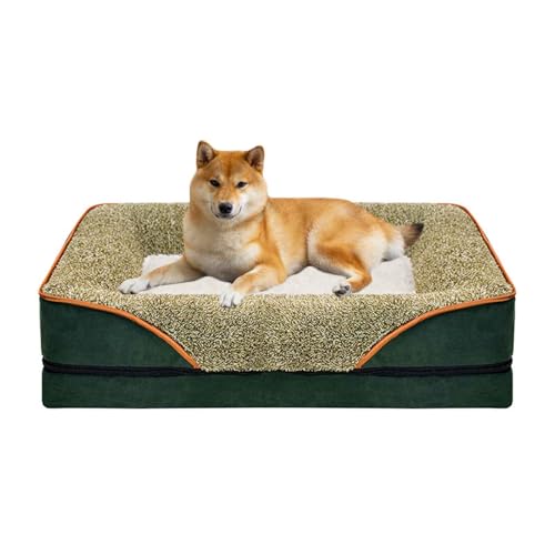 LULUMAIC Orthopädische Hundebett, Hundekiste Matratze, Haustier-Couch, Ultra-weiche Dicke Hundebetten, Schaumstoffhundsofa-Bettmatratze mit Nicht rutschfestem Basis, abnehmbare waschbare Abdeckung, von LULUMAIC