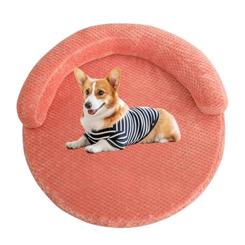 LULUMAIC Orthopädisches Hundebett mit Kissenkissen, beruhigend rundem Hundebett, Hundesofa -Bett mit abnehmbaren und waschbaren Abdeckungen für große, mittelgroße und kleine Hunde, rosa, l von LULUMAIC