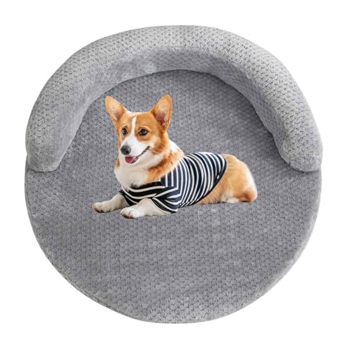 LULUMAIC Orthopädisches Hundebett mit Kissenkissen, beruhigendem runden Hundekatzenbett, Hundesofa -Bett mit abnehmbaren und waschbaren Abdeckungen für große, mittlere und kleine Hunde, hellgrau, XL von LULUMAIC