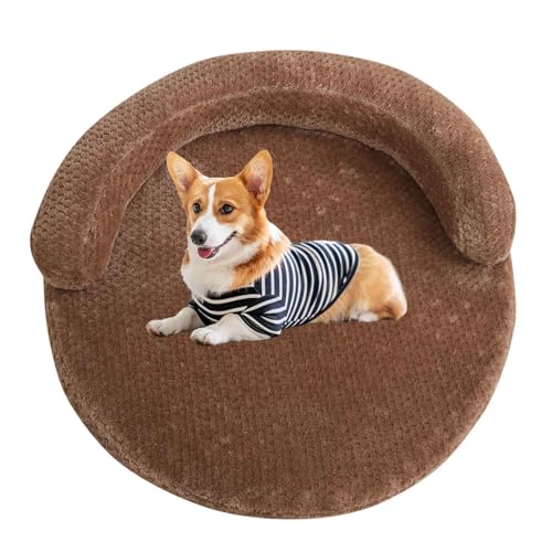 LULUMAIC Orthopädisches Hundebett mit Kissenkissen, beruhigendem runden Hundekatzennett, Hundesofa -Bett mit abnehmbaren und waschbaren Abdeckungen für große, mittlere und kleine Hunde, Hellbraun, l von LULUMAIC