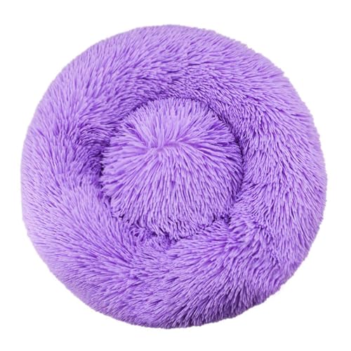 LULUMAIC Plüsch Donut Hundebett, beruhigendes runde Hundebett, weiche und Flauschige Kugeltier, Welpensofa -Nest mit Abnehmbarer waschbarer Abdeckung für große, mittlere und kleine Hunde, Lila, 70 cm von LULUMAIC