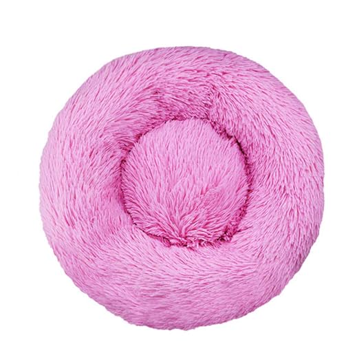 LULUMAIC Plüsch Donut Hundebett, beruhigendes runde Hundebett, weiche und Flauschige Kugeltier, Welpensofa -Nest mit Abnehmbarer waschbarer Abdeckung für große, mittlere und kleine Hunde, Rosa, 80 cm von LULUMAIC