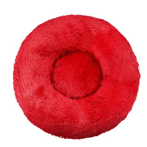 LULUMAIC Plüsch Donut Hundebett, beruhigendes runde Hundebett, weiche und Flauschige Kuschelhetht, Welpensofa -Nest mit Abnehmbarer waschbarer Abdeckung für große, mittlere und kleine Hunde, rot, 120 von LULUMAIC