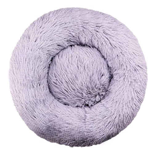 LULUMAIC Plüsch Donut Hundebett, beruhigendes runde Hundebett, weiche und flauschige Kuschelhetht, Welpensofa -Nest mit abnehmbarem waschbaren Abdeckung für große, mittlere und kleine Hunde, hellgrau, von LULUMAIC