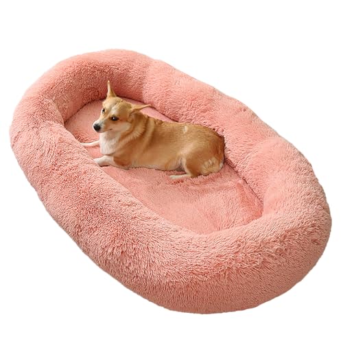 LULUMAIC Riesenhundbett für Menschen, plüschige menschliche Hundebett -Bohnenbeutelbett für Erwachsene Haustiere, EIN Nickerchen orthopädischer Hundebett mit Abnehmbarer waschbarer Abdeckung (Pink 75 von LULUMAIC