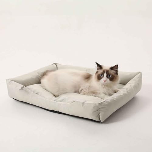 LULUMAIC Wasserdichtes Hundebett, Flauschiges beruhigendes Haustierbett, Katzenbett, Hundesofa, Hundematte mit Anti-Rutschboden, leicht sauber für kleine bis große Hunde und Katzen, Beige, l von LULUMAIC