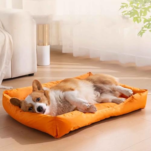 LULUMAIC Wasserdichtes Hundebett, Flauschiges beruhigendes Haustierbett, Katzenbett, Hundesofa, Hundematte mit Anti-Rutschboden, leicht sauber für kleine bis große Hunde und Katzen, Orange, 3XL von LULUMAIC