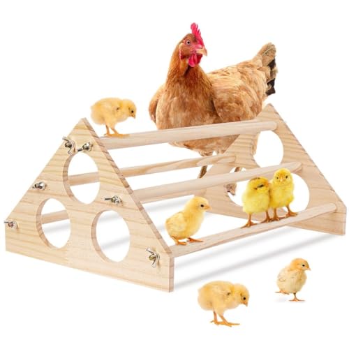 Entertainment Gym und Roosting Bar für Hühner, Trainingsständer aus Holz für Küken, Barschspielzeug mit mehrschichtiger Spielstruktur, geeignet für Stall & Broter, Maße 41 x 27 x 18 cm von LUMINFLY