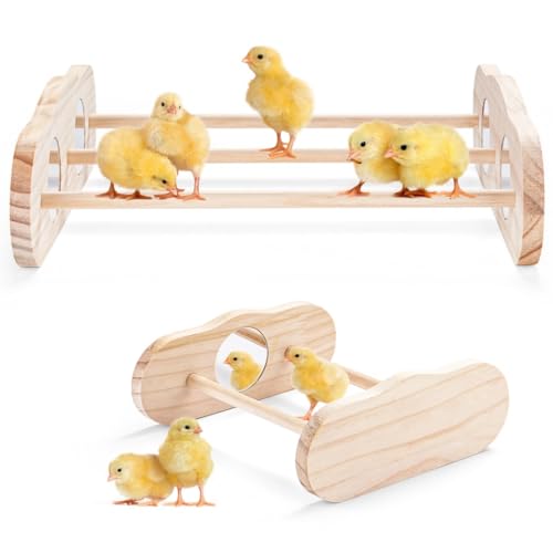 Kükenständer-Trainings-Sitzstangen, 2 Stück Holz-Küken-Sitzstangen, Holz-Huhn-Roosting Bars für Unterhaltung, Küken, Dschungel, Fitnessstudio, Sitzstange, Spielzeug für Stall und Brut von LUMINFLY