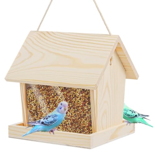 LUMINFLY Vogelfutterstation aus Holz zum Aufhängen, Landung Feeder Wild 2 Vogelfutterspender, für Traufen, Outdoor Durable Deck Vögel Garten, Brise von medizinischen Blättern, montierte Vögel für von LUMINFLY