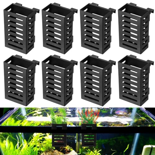 LUMINFLY Wasserpflanzenbecher, 8 Haken im Lieferumfang enthalten, Aquarium-Pflanzenhalter, Aquascape-Dekoration, Aquarium-Pflanzgefäße zum Aufhängen mit Haken von LUMINFLY