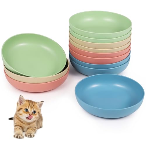 LUMINFLY Wide & Shallow Cat Food Dish, 12 Packs to Relief Whisker Fatigue, Whisker Stress Free Cat Feeding Plates, Dishwasher Safe, for Cats, Kittens, Puppy von LUMINFLY