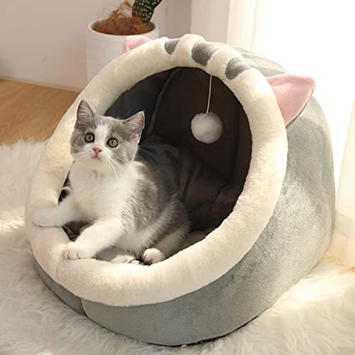 LUNYY Niedliches Katzenbett, Warmer Haustierkorb, gemütliches Kätzchen-Liegekissen, Katzenhaus, Zelt, sehr weich, kleine Hundematte, Tasche für waschbare Höhlen- und Katzenbetten von LUNYY