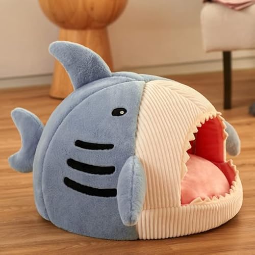 LUNYY Shark Pet Cat House Bed Indoor Kitten Mat Winter Warm Small für Katzen Hundenest Faltbare Katzenhöhle Niedliche Schlafmatten von LUNYY