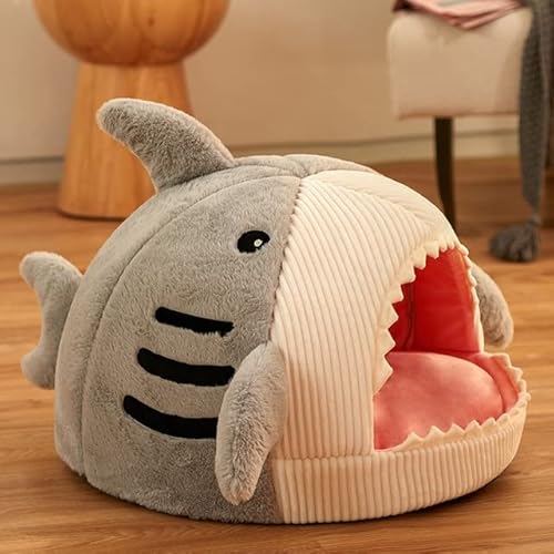 LUNYY Shark Pet Cat House Bed Indoor Kitten Mat Winter Warm Small für Katzen Hundenest Faltbare Katzenhöhle Niedliche Schlafmatten von LUNYY