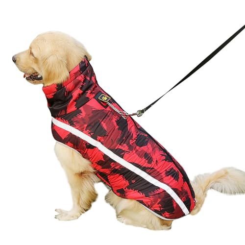 LUO&GEFIK Warme Hundejacke mit Loch für die Leine, reflektierende Winter-Hundejacke für kleine, mittelgroße und große Hunde (Größe XL, rotes Graffiti) von LUO&GEFIK