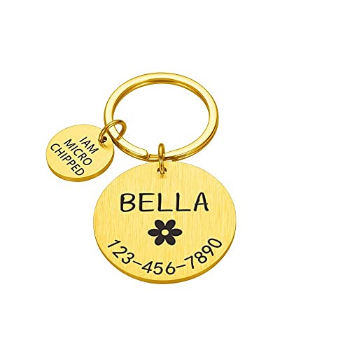 HundeanhäNger Mit Gravur Graviertes Hundepet ICH WÜRDE Tag Personalisierter Name Telefon Knochen Blume Pet ICH WÜRDE Name für Katze Welpen Hundetikett Anhänger Keyring Pet Zubehör Hundemarke Mit Gravu von LUOSHUAI