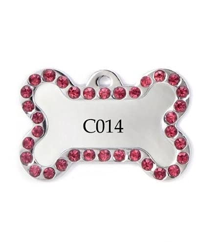 LUOSHUAI HundeanhäNger Mit Gravur Haustiername Tag Kätzchen Welpen Hund ID-Tag personalisierte knochenförmige Hund Cutetag Charm Diamond Hundemarke Mit Gravur von LUOSHUAI