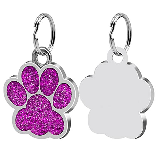 LUOSHUAI HundeanhäNger Mit Gravur Personalisiertes Hunde-Tag graviert Hundekragenwelpen-Haustier ICH WÜRDE Name Zubehör Paw Glitter Anhänger Adresse Tags für Hunde Hundemarke Mit Gravur von LUOSHUAI