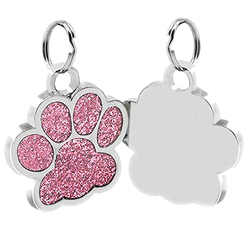 LUOSHUAI HundeanhäNger Mit Gravur Personalisiertes Hunde-Tag graviert Hundekragenwelpen-Haustier ICH WÜRDE Name Zubehör Paw Glitter Anhänger Adresse Tags für Hunde Hundemarke Mit Gravur von LUOSHUAI