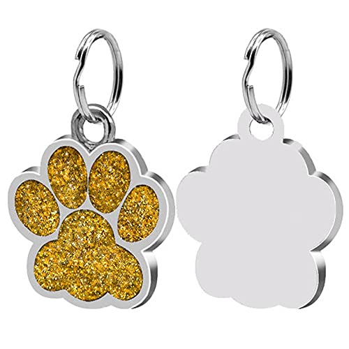 LUOSHUAI HundeanhäNger Mit Gravur Personalisiertes Hunde-Tag graviert Hundekragenwelpen-Haustier ICH WÜRDE Name Zubehör Paw Glitter Anhänger Adresse Tags für Hunde Hundemarke Mit Gravur von LUOSHUAI